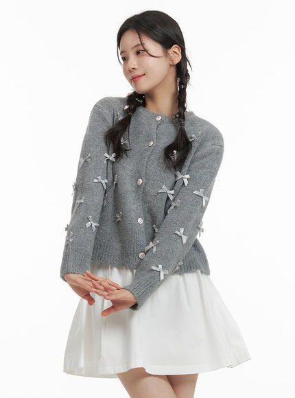 Balletcore Ribbon Button Up Sweater OJ418