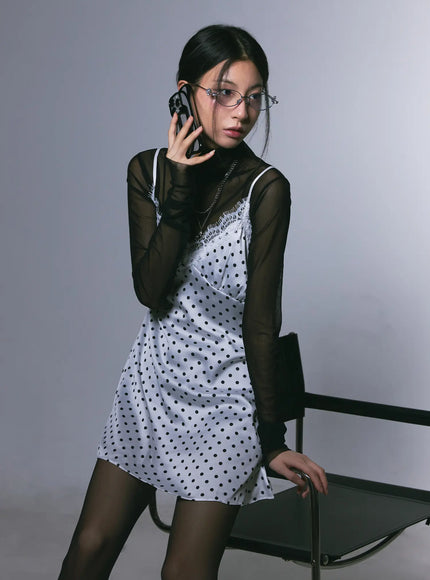 polka-dot-satin-lace-mini-dress-cg525