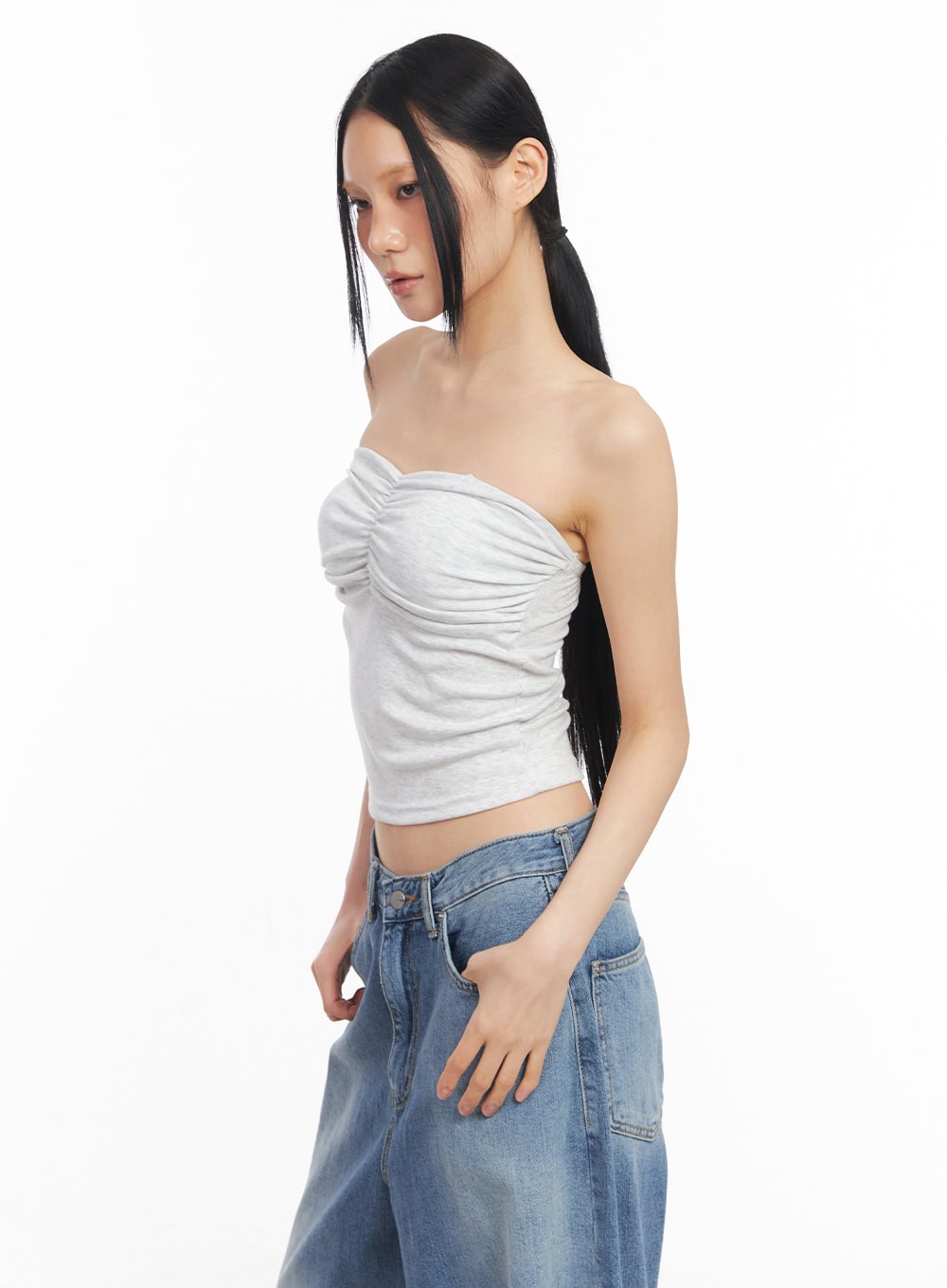 shirring-padded-tube-top-cy528