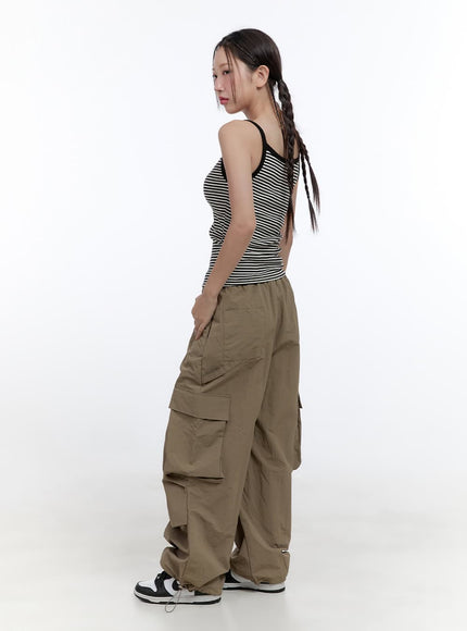 Nylon Wide Fit Cargo Pants CL424