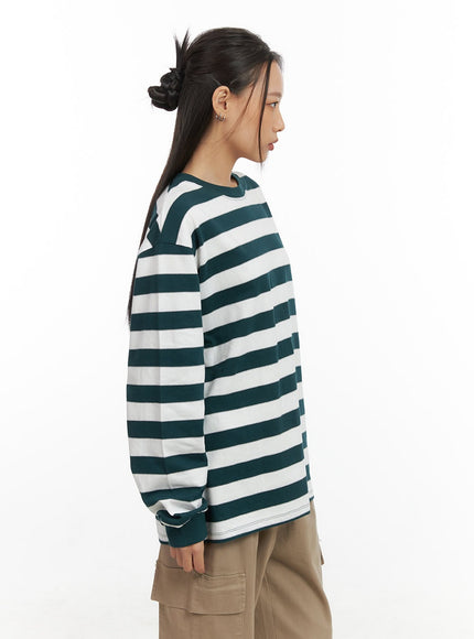 casual-round-neck-stripe-pullover-co424