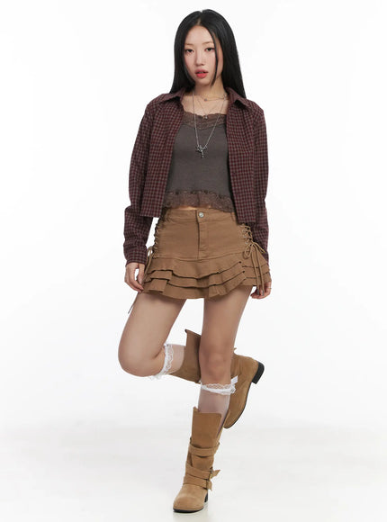 classic-check-print-cropped-blouse-cd530