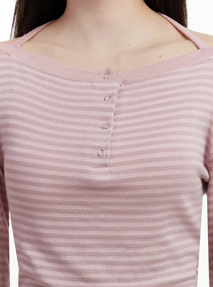 striped-halter-neck-blouse-ij521