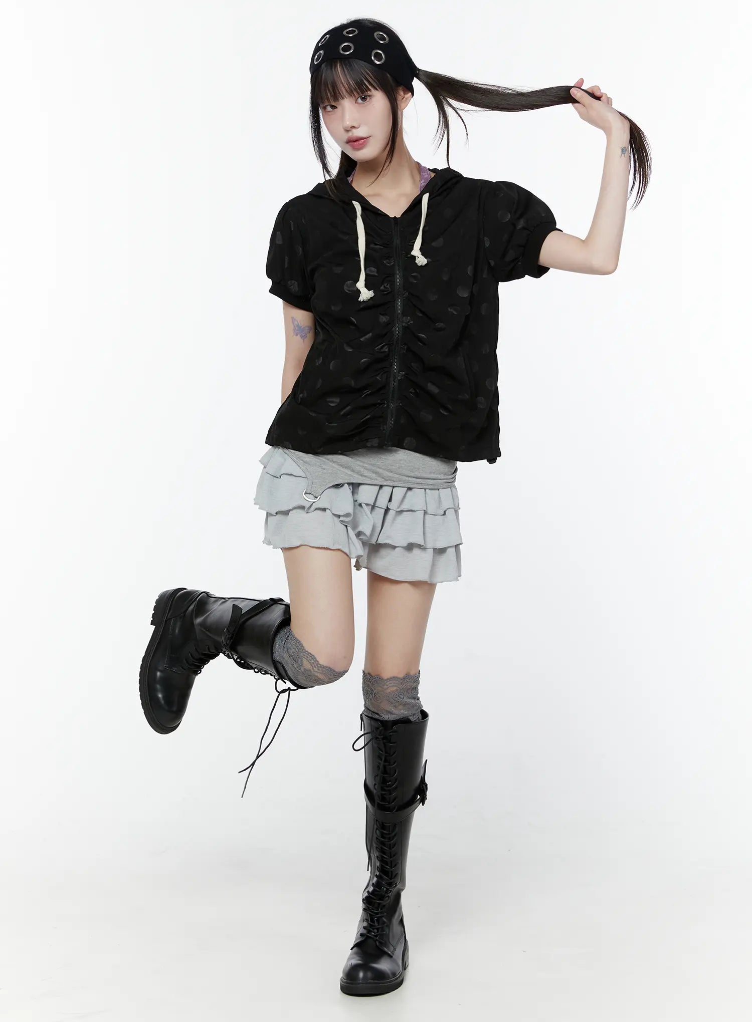 polka-dot-short-sleeve-windbreaker-jacket-cu508