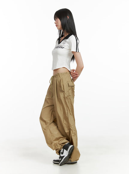 nylon-pintuck-string-baggy-pants-cl401