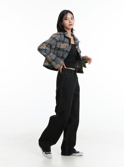 checkered-crop-button-jacket-od307