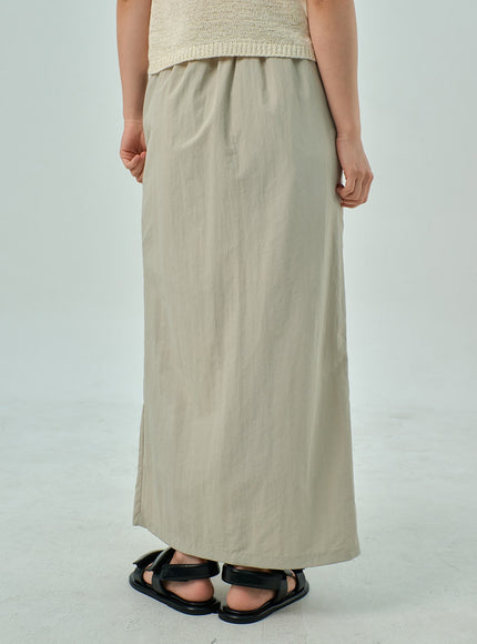 Slit Nylon Maxi Skirt OY310