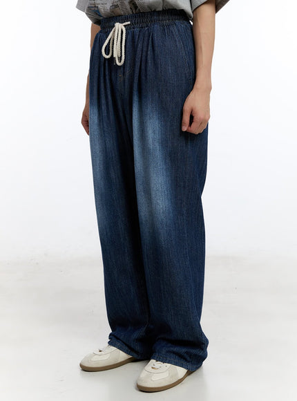 men-s-pintuck-denim-sweatpants-dark-blue-iy529