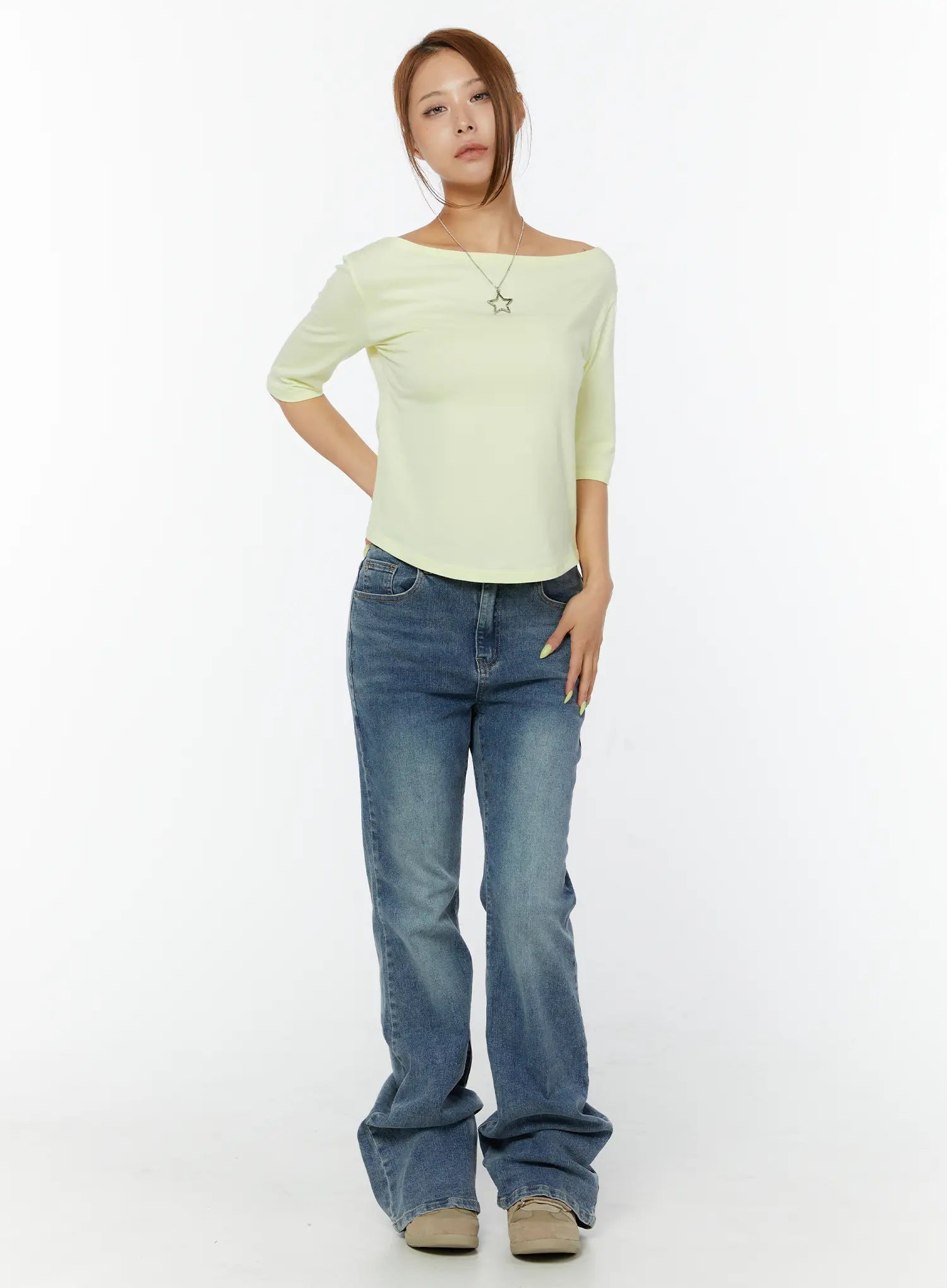 minimalist-3-4-sleeve-boat-neck-top-cy520