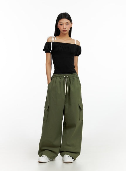 banded-string-baggy-cargo-pants-il419