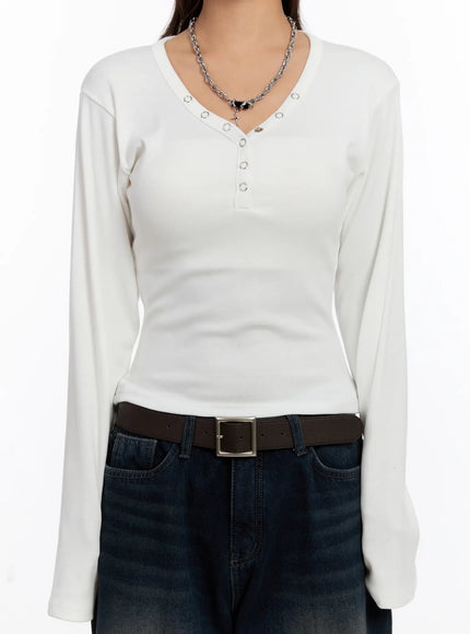 v-neck-buttoned-slim-long-sleeve-tee-cn527