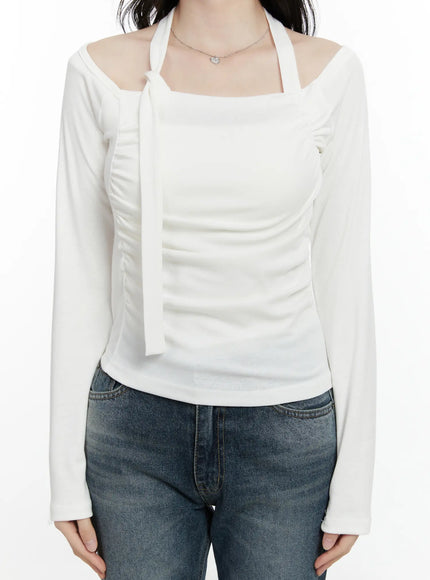 chic-shirred-halter-long-sleeve-top-f502