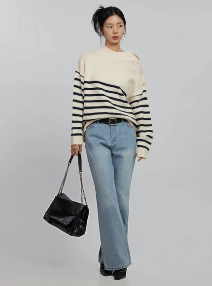 shoulder-cutout-striped-knit-sweater-id504