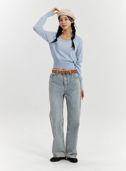 High-Waisted Full-Length Straight Leg Jeans OD320