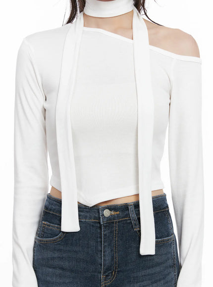 off-shoulder-scarf-long-sleeve-top-cg519