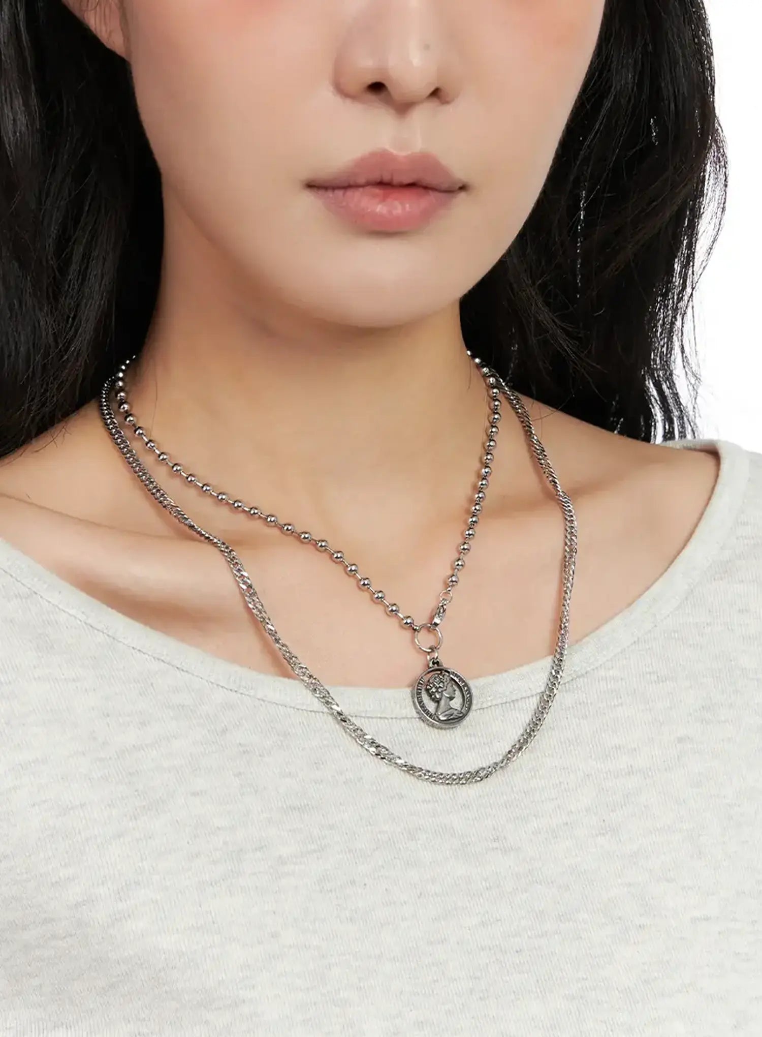Double Layer Charm Necklace IN510