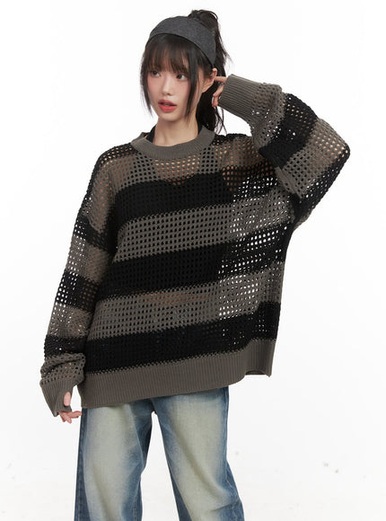 chic-striped-mesh-sweater-cj524