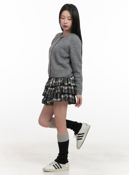 layered-ruffle-checkered-mini-skirt-cj517