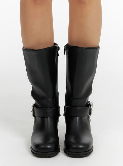 leather-buckle-biker-boots-cf416