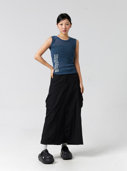 cargo-nylon-maxi-skirt-cg302