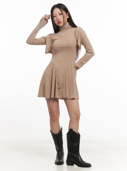 Sleeveless Turtleneck Dress & Bolero Set CF520 - Korean Women's Fashion | LEWKIN Sleeveless Turtleneck Dress & Bolero Set CF520 - Korean Women's Fashion | LEWKIN