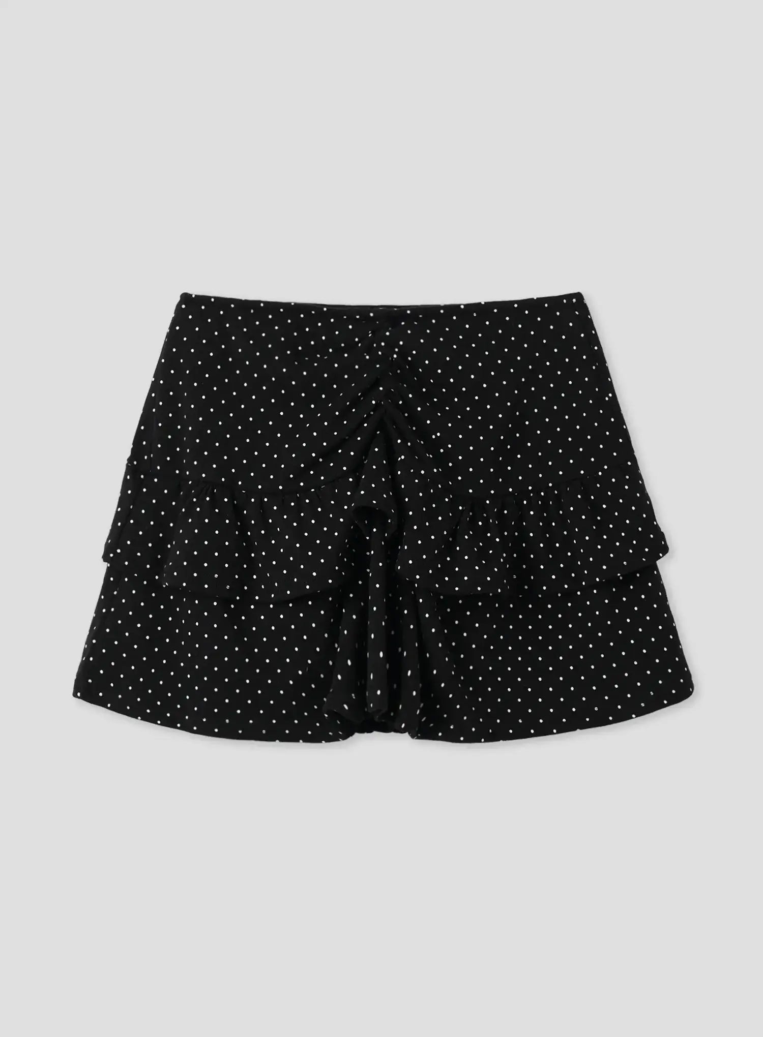 polka-dot-ruffle-mini-skirt-iu526 / Black
