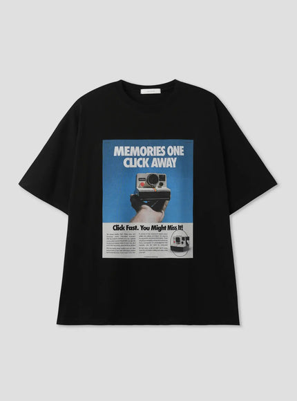 polaroid-print-graphic-t-shirt-il516 / Black
