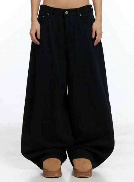 plaid-accent-wide-leg-pants-in528 / Black