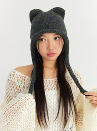cat-knitted-hat-co327 / Black
