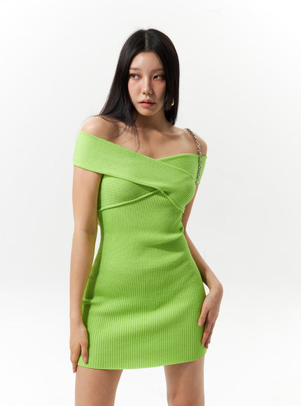 off shoulder knitted mini dress UO Blake Knit Off-The-Shoulder Mini Dress