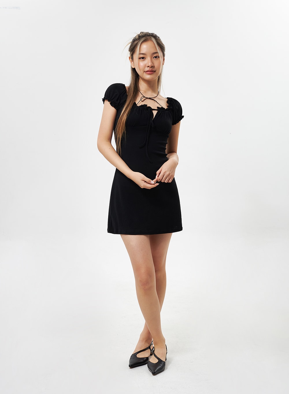 puff-sleeve-mini-dress-cy331