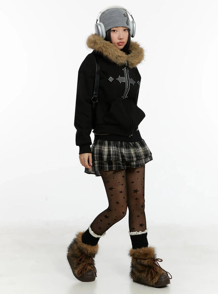 faux-fur-trim-zip-up-hoodie-id525