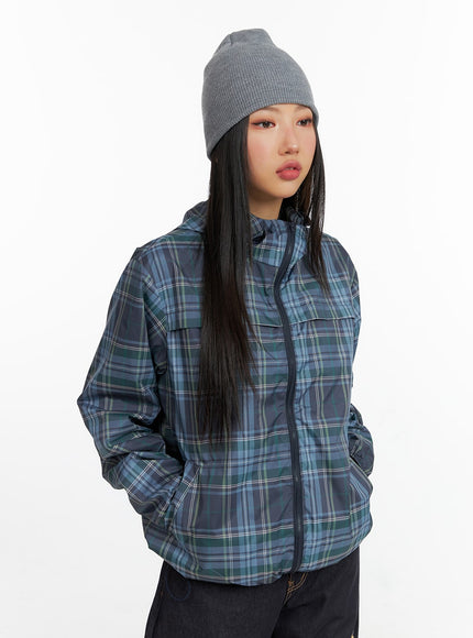 vintage-checkered-zip-up-hoodie-jacket-cf408