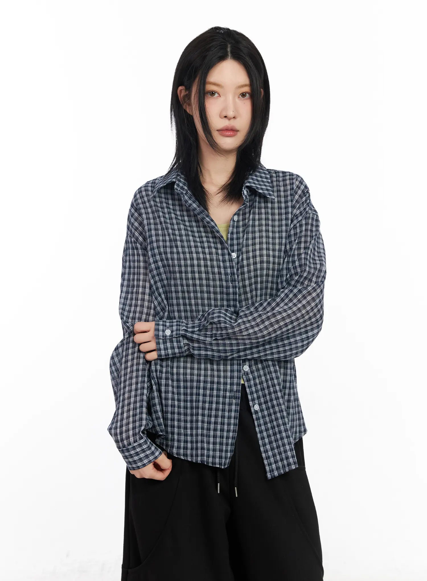 plaid-button-up-long-sleeve-shirt-cf526