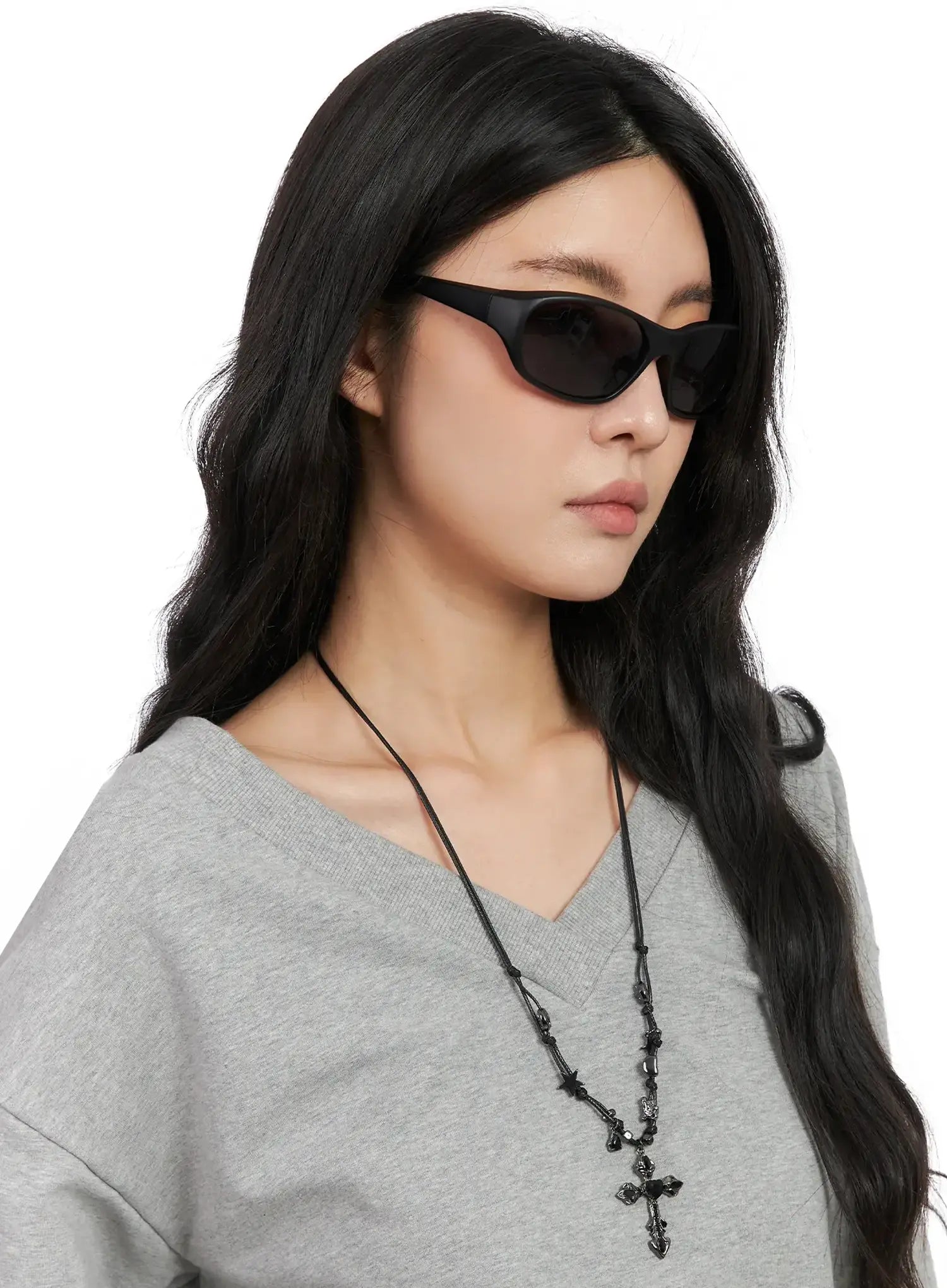 Bold Metallic Pendant Cord Necklace IN510