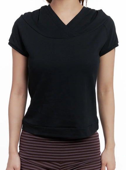 black-short-sleeve-hoodie-cl511
