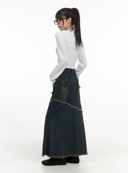 grunge-star-patched-denim-maxi-skirt-cs403