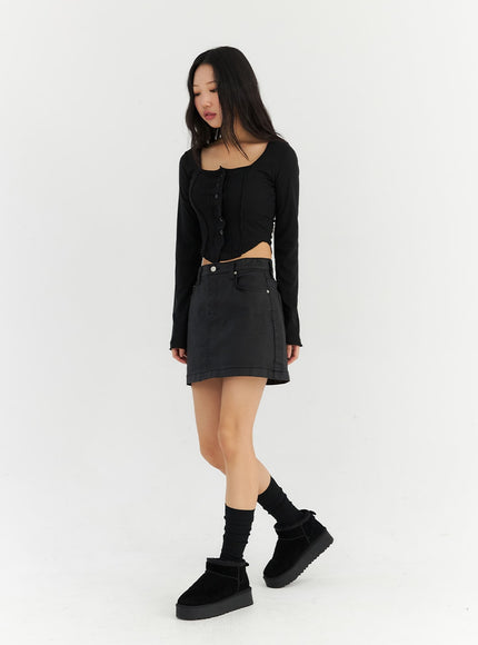 simple-faux-leather-mini-skirt-cn303