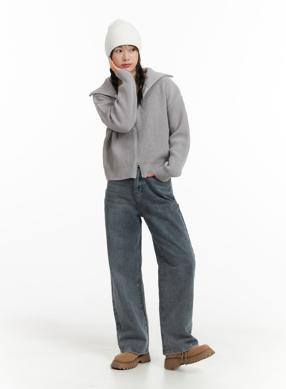 solid-knit-hoodie-zipper-cardigan-om408