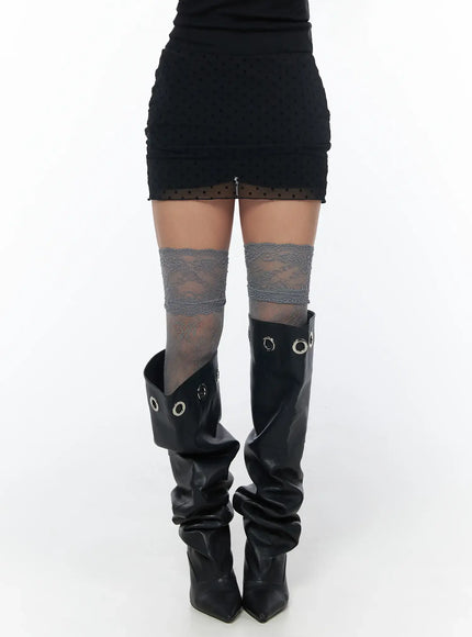 sheer-dot-mini-skirt-cu501 / Black