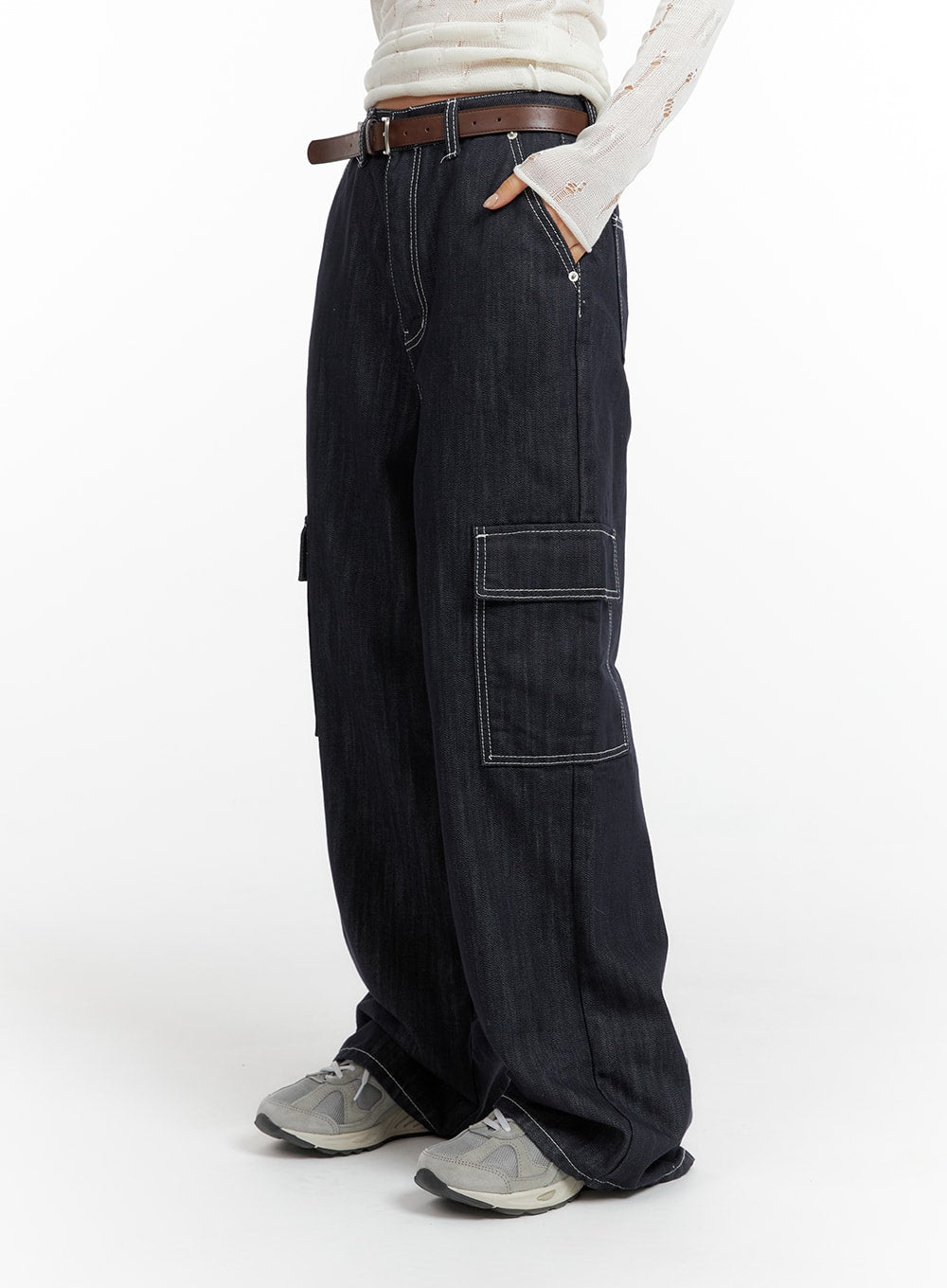 solid-baggy-cargo-jeans-cf416