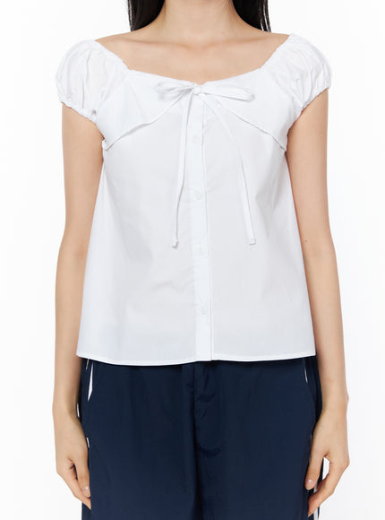 ribbon-puff-sleeve-blouse-iu516