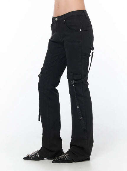 black-bucle-bootcut-cargo-pants-cy513