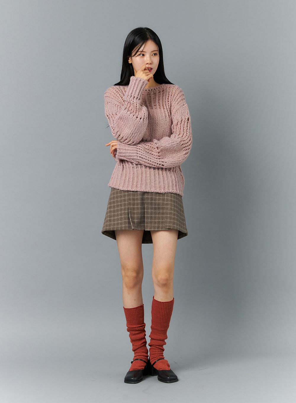 Boat Neck Mesh Knit Sweater ON324