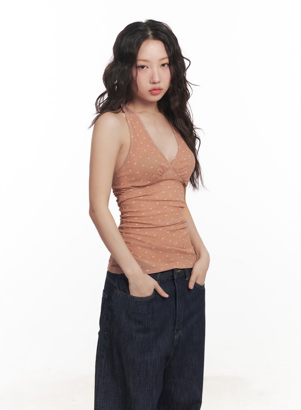 polkadot-sheer-v-neck-halter-cami-top-ca521