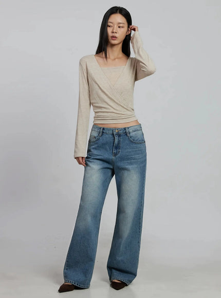 casual-wrap-v-neck-top-set-im520