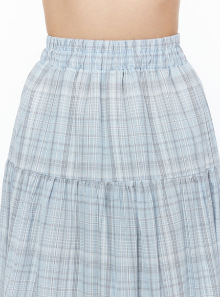 plaid-ruffle-long-skirt-iu519