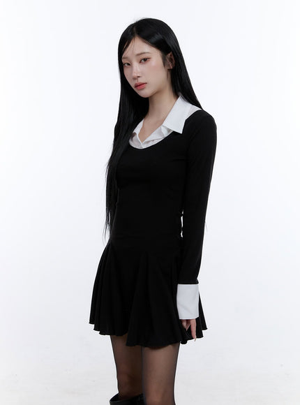 flare-collar-mini-dress-cd420