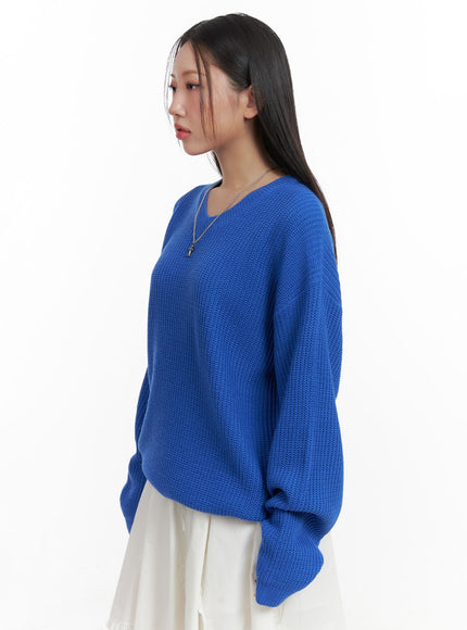 oversized-v-neck-waffle-knit-sweater-oa415