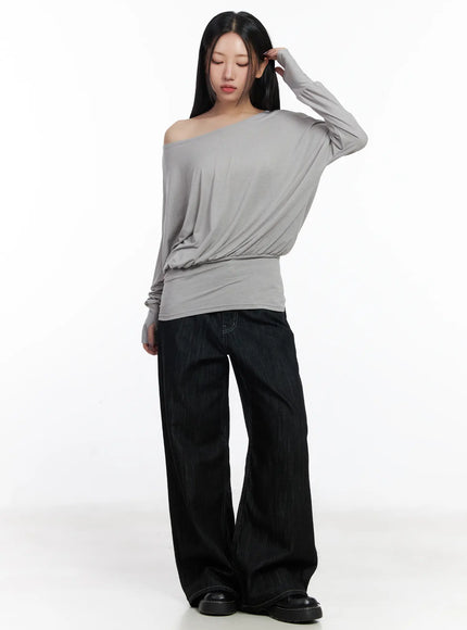 asymmetric-button-detail-off-shoulder-long-sleeve-top-cj530